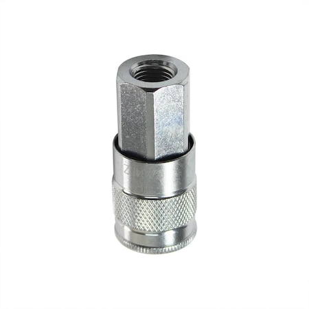 Interstate Pneumatics 3/8 Inch x 1/4 Inch FPT Auto Steel Coupler Reducer - Silver, PK 6 CA640Z-D6